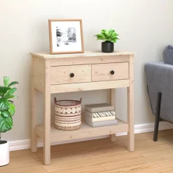 vidaXL Mesa consola madera maciza de pino 75x35x75 cm Natural