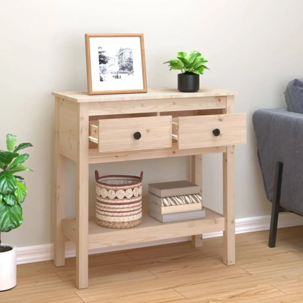 vidaXL Mesa consola madera maciza de pino 75x35x75 cm Natural
