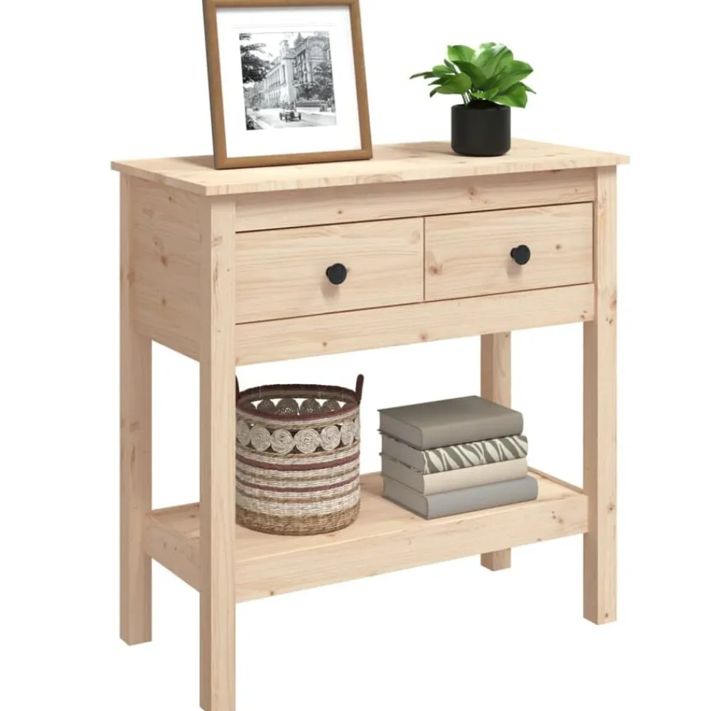 vidaXL Mesa consola madera maciza de pino 75x35x75 cm Natural