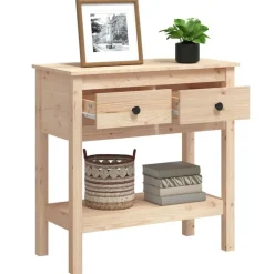 vidaXL Mesa consola madera maciza de pino 75x35x75 cm Natural