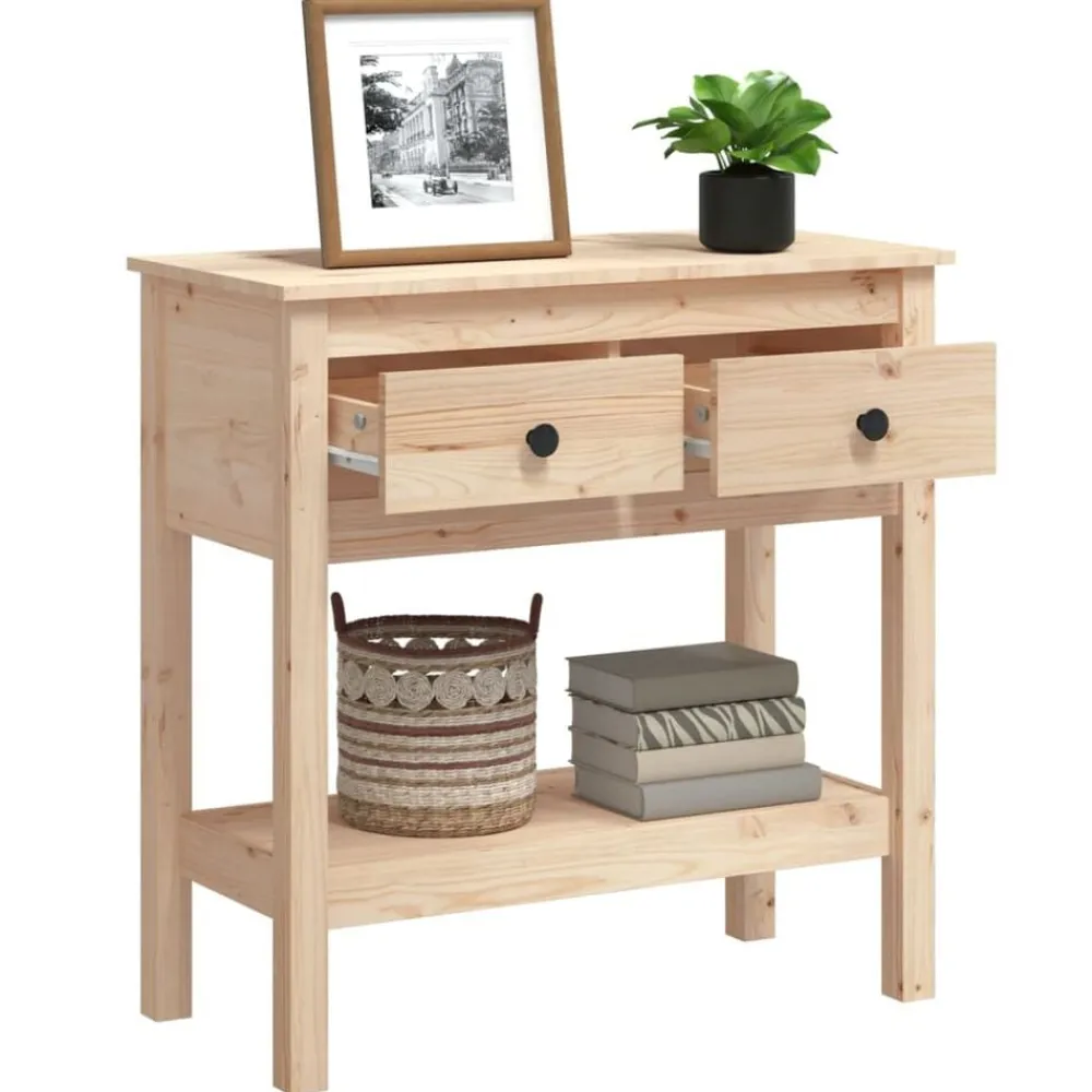 vidaXL Mesa consola madera maciza de pino 75x35x75 cm Natural