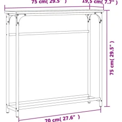 vidaXL Mesa consola madera de ingeniería 75x19,5x75 cm Gris sonoma Outlet