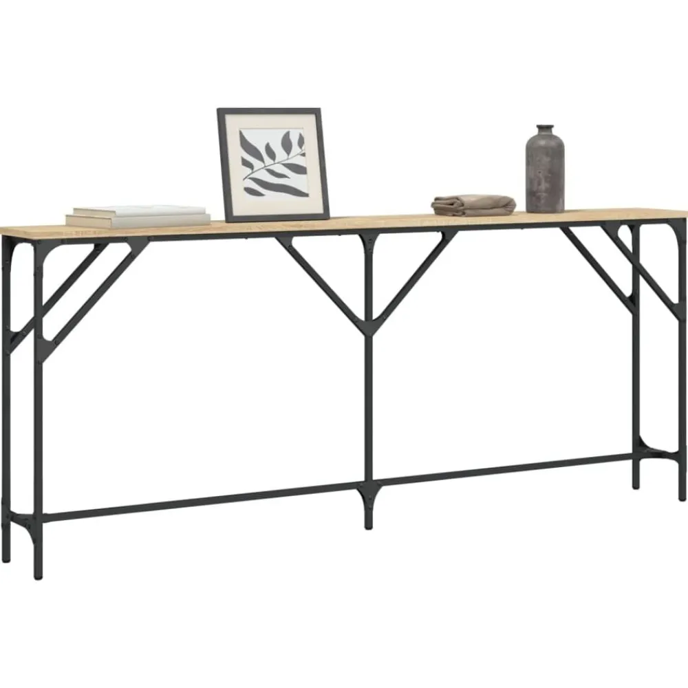 vidaXL Mesas-Mesa consola madera de ingeniería 180x23x75 cm