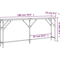 vidaXL Mesas-Mesa consola madera de ingeniería 180x23x75 cm
