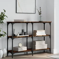 vidaXL Mesa consola madera de ingeniería 100x29x75 cm Roble ahumado Online