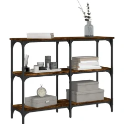 vidaXL Mesa consola madera de ingeniería 100x29x75 cm Roble ahumado Online