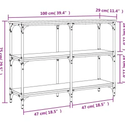 vidaXL Mesa consola madera de ingeniería 100x29x75 cm Roble ahumado Online