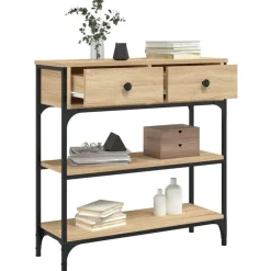 vidaXL Mesa consola madera de ingeniería 72,5x25x75 cm Roble Sonoma Discount