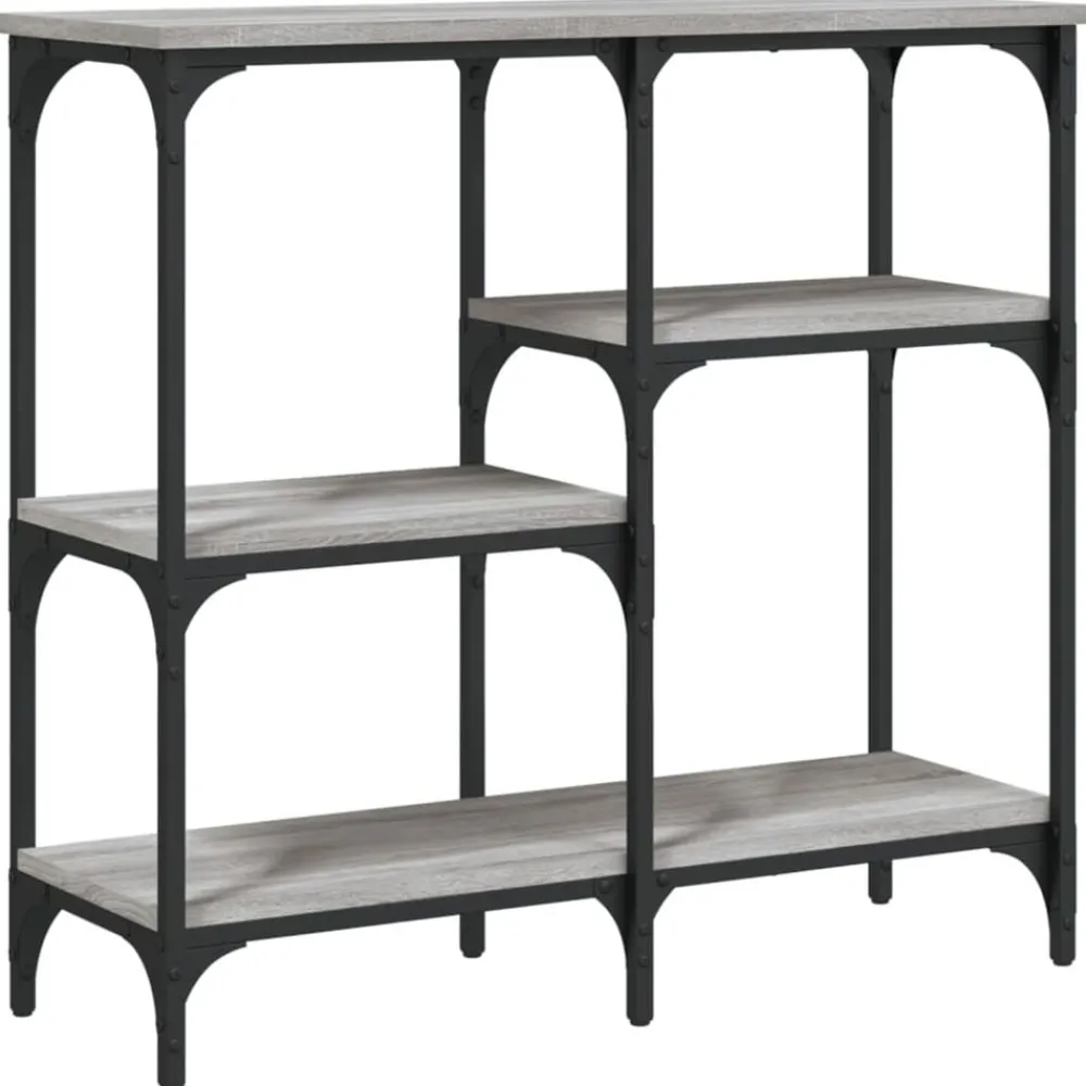 vidaXL Mesa consola madera de ingeniería 80x29x75 cm Gris sonoma Discount