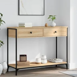 vidaXL Mesa consola madera de ingeniería 100x34,5x75 cm Roble Sonoma Sale