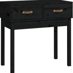 vidaXL Mesa consola madera maciza de pino 76,5x40x75 cm Negro Discount
