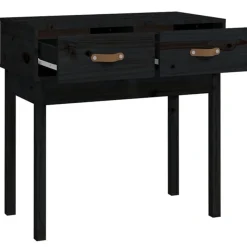 vidaXL Mesa consola madera maciza de pino 76,5x40x75 cm Negro Discount