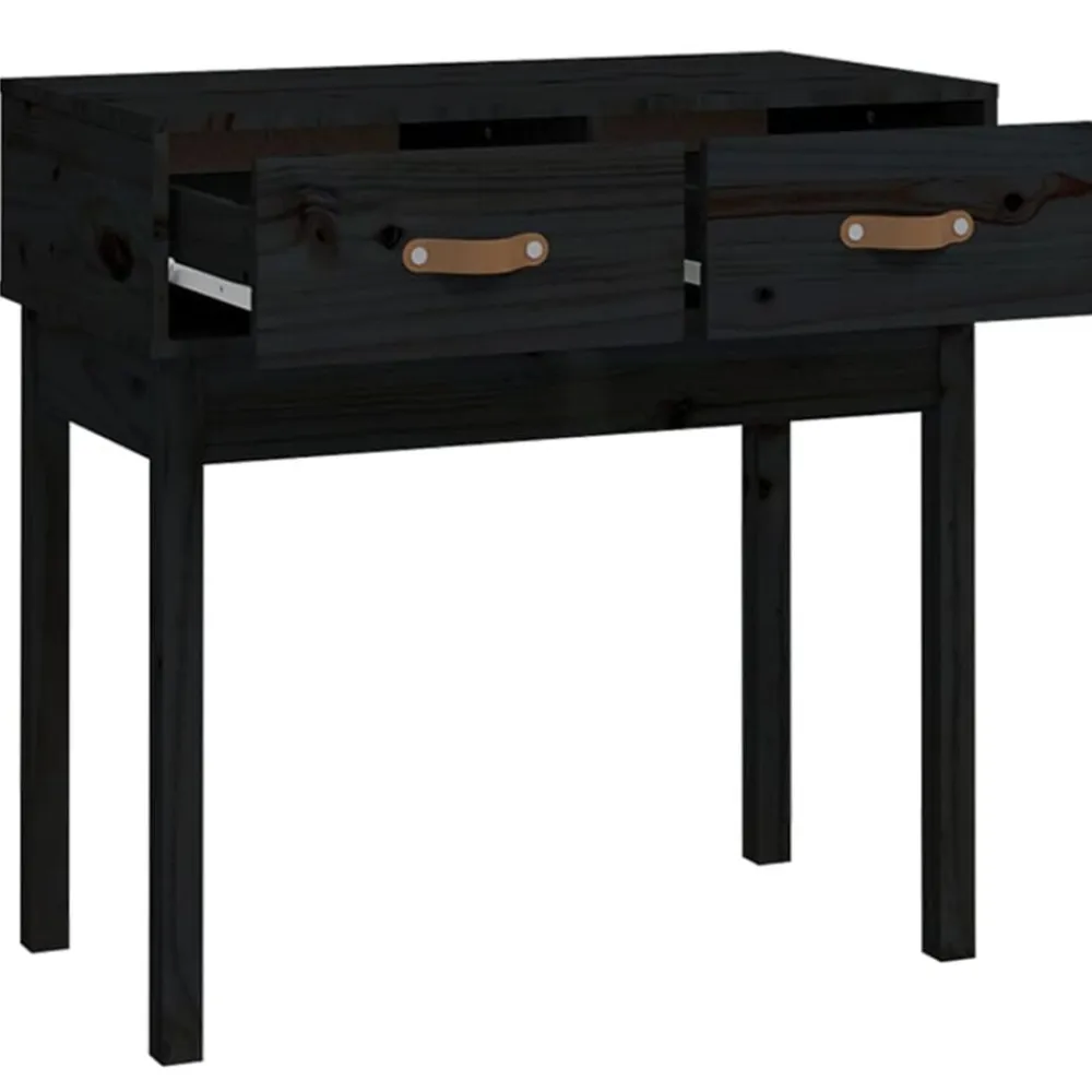 vidaXL Mesa consola madera maciza de pino 76,5x40x75 cm Negro Discount