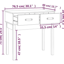vidaXL Mesa consola madera maciza de pino 76,5x40x75 cm Negro Discount