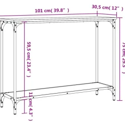 vidaXL Mesas-Mesa consola madera de ingeniería 101x30,5x75 cm