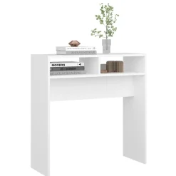 vidaXL Mesa consola madera de ingeniería 78x30x80 cm Blanco Outlet