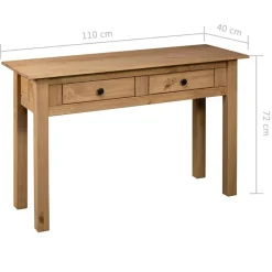 vidaXL Mesa consola madera maciza pino Panamá Range 110x40x72 cm Marr&oacute;n New
