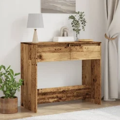 vidaXL Mesa consola madera ingeniería madera envejecida 89x41x76,5 cm Madera antigua Sale