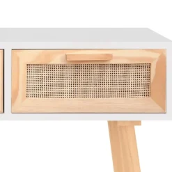 vidaXL Mesas-Mesa consola madera pino maciza ratán natural 105x30x75 cm