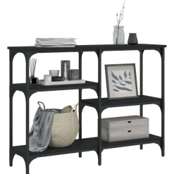 vidaXL Mesa consola madera de ingeniería negra 102x29x75 cm Negro Sale