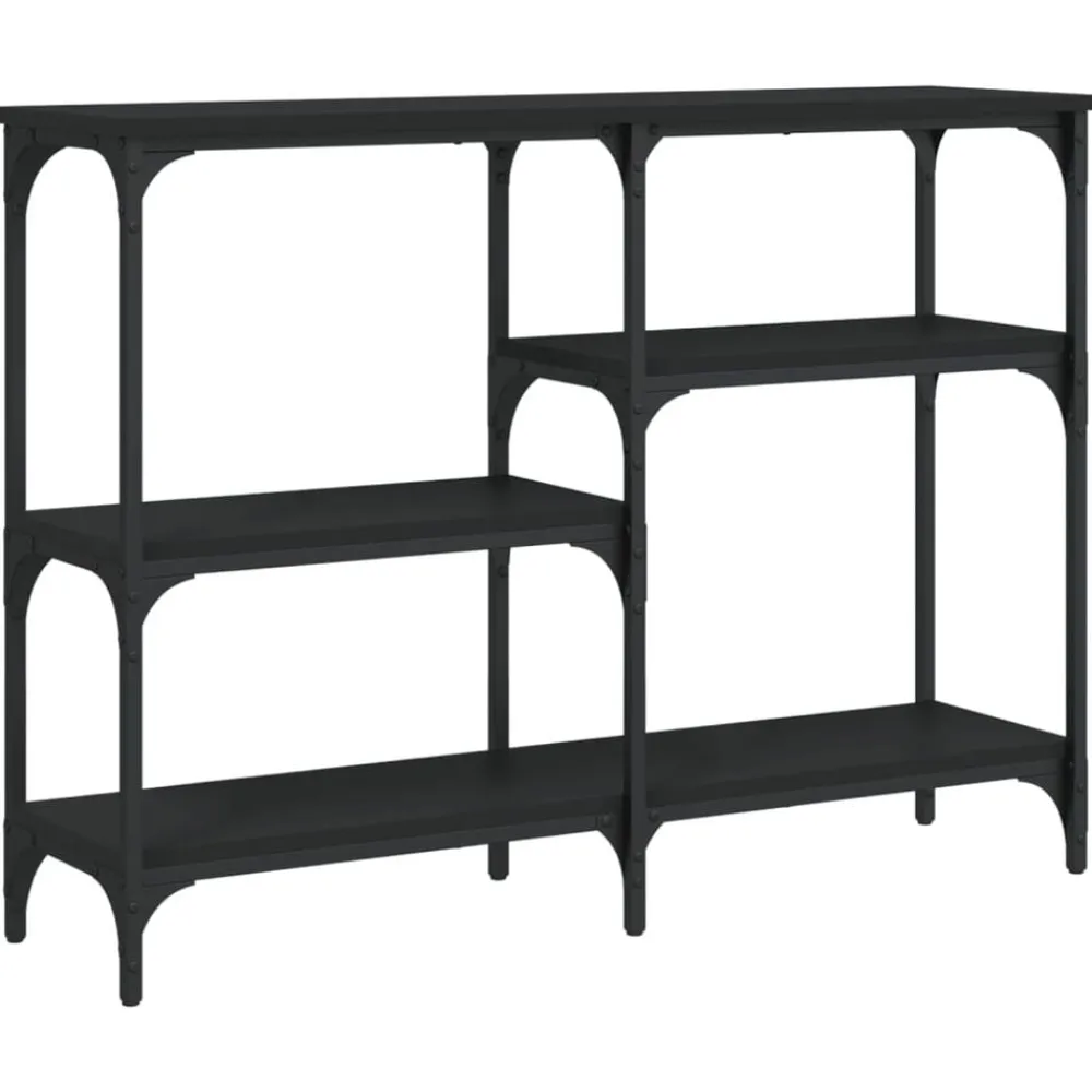 vidaXL Mesa consola madera de ingeniería negra 102x29x75 cm Negro Sale