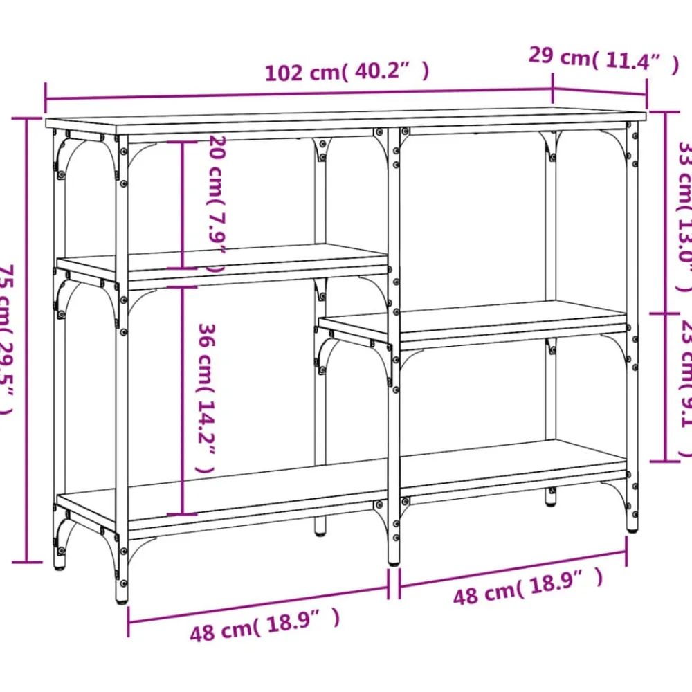 vidaXL Mesa consola madera de ingeniería negra 102x29x75 cm Negro Sale