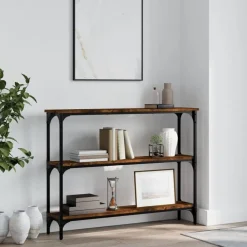 vidaXL Mesa consola madera de ingeniería 100x22,5x75 cm Roble ahumado Best