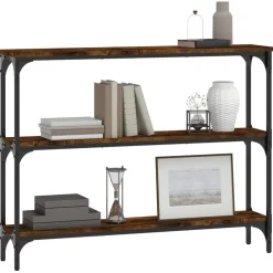 vidaXL Mesa consola madera de ingeniería 100x22,5x75 cm Roble ahumado Best