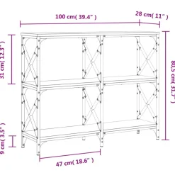 vidaXL Mesas-Mesa consola madera de ingeniería 100x28x80,5 cm