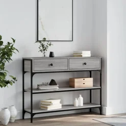 vidaXL Mesa consola madera de ingeniería 100x25x75 cm Gris sonoma Hot