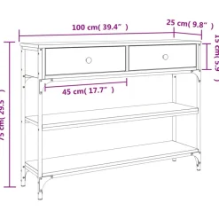 vidaXL Mesa consola madera de ingeniería 100x25x75 cm Gris sonoma Hot