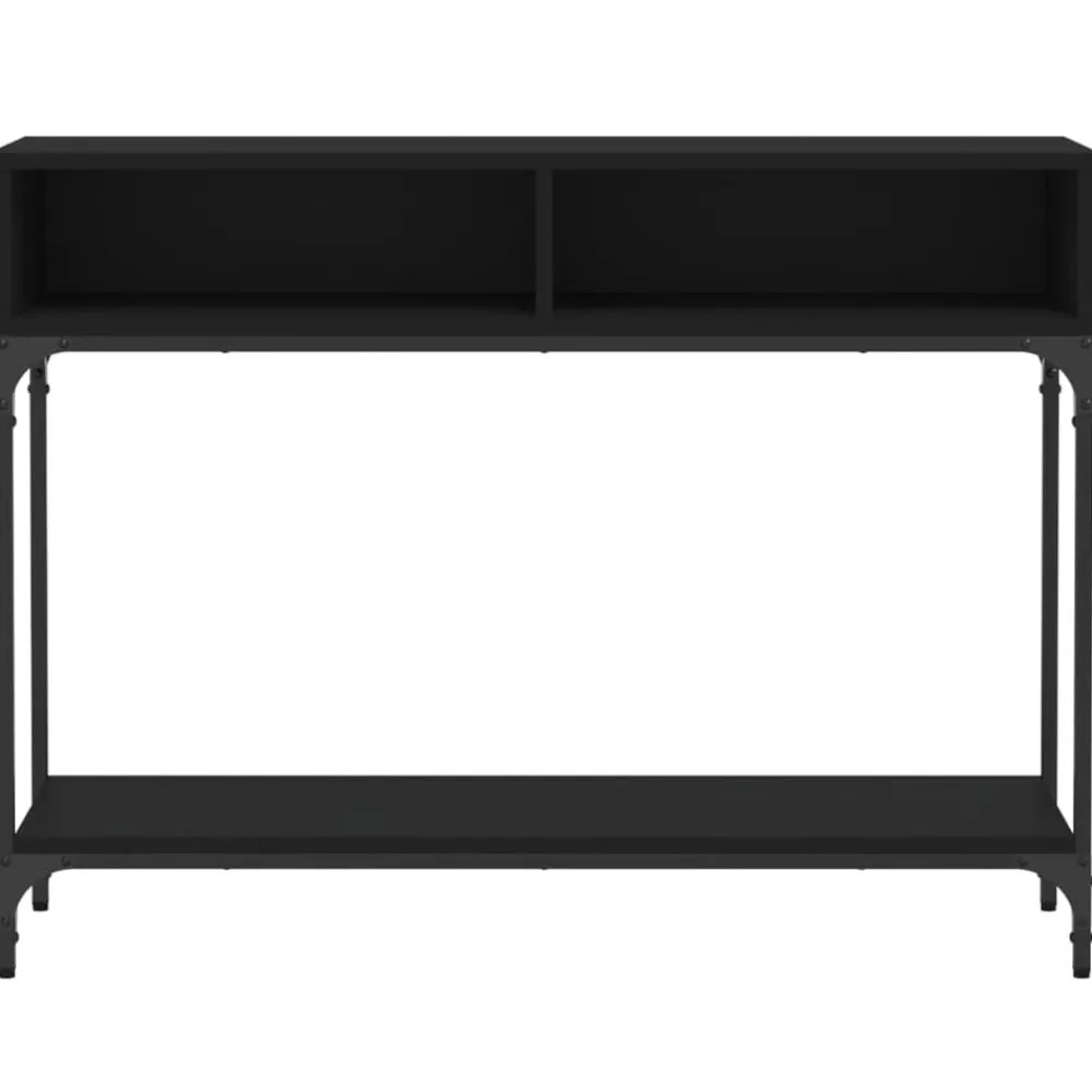 vidaXL Mesa consola madera de ingeniería negra 100x30,5x75 cm Negro
