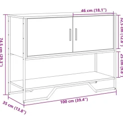 vidaXL Mesas-Mesa consola madera de ingeniería marrón roble 100x35x74,5 cm
