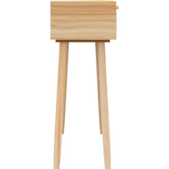 vidaXL Mesa consola madera pino maciza ratán natural marrón 80x30x75cm Marrón Outlet