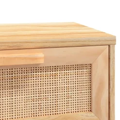 vidaXL Mesa consola madera pino maciza ratán natural marrón 80x30x75cm Marrón Outlet