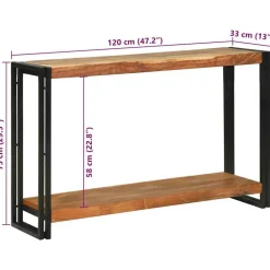 vidaXL Mesa Consola Marrón 120 x 33 x 75 cm Madera de Acacia Sólida Clearance