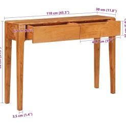 vidaXL Mesas-Mesa Consola Marrón 110 x 30 x 80 cm Madera de Acacia Sólida