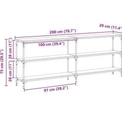 vidaXL Mesa Consola 200 x 29 x 75 cm Roble artisan Clearance