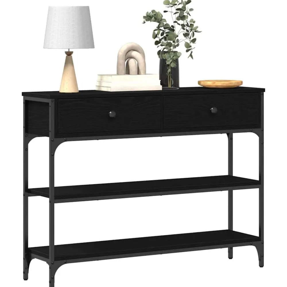 vidaXL Mesa Consola 100 x 25 x 75 cm Madera de ingeniería Roble negro