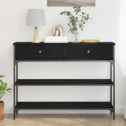 vidaXL Mesa Consola 100 x 25 x 75 cm Madera de ingeniería Roble negro