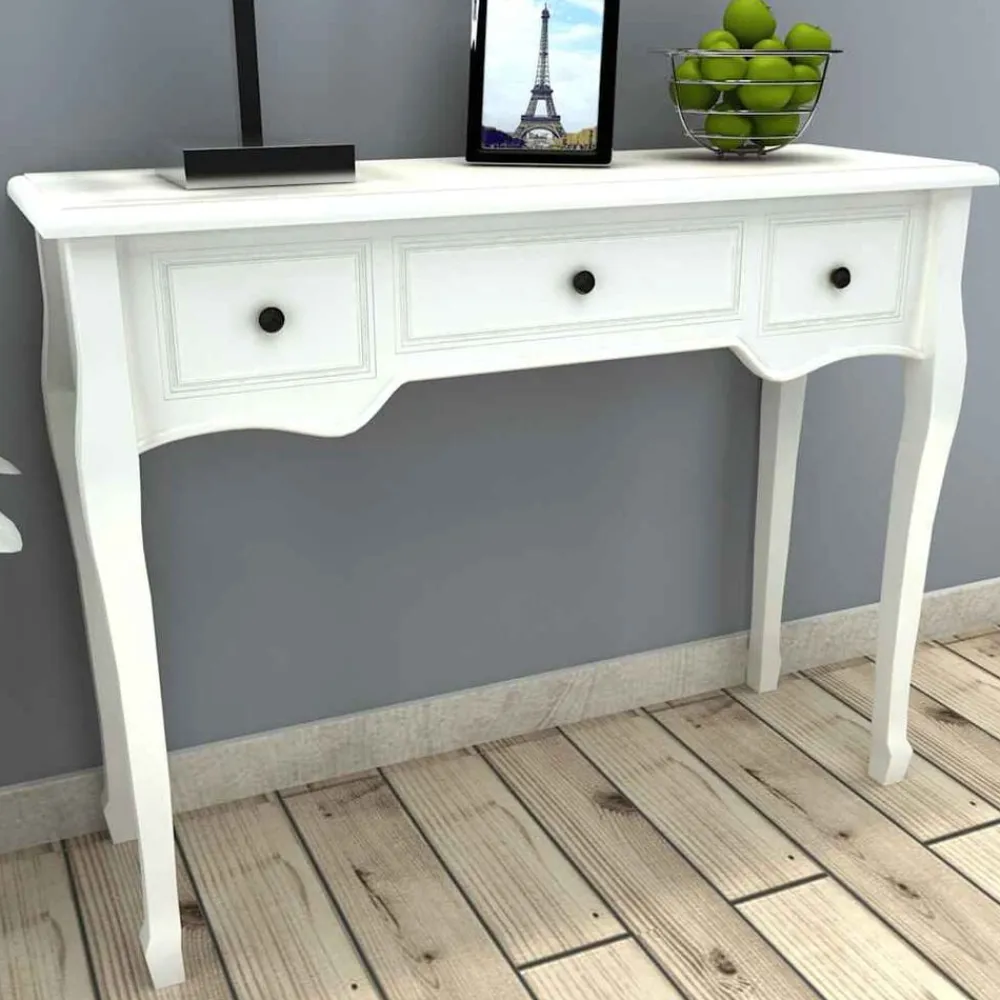 vidaXL Mesas-Mesa consola tocador con tres cajones s