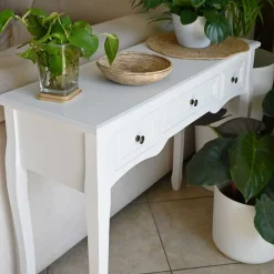 vidaXL Mesas-Mesa consola tocador con tres cajones s