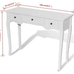 vidaXL Mesas-Mesa consola tocador con tres cajones s