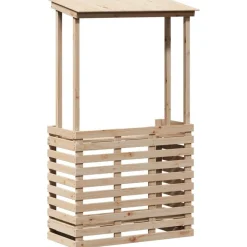 vidaXL Muebles De Jardín-Mesa de bar de jardín con techo madera maciza 112,5x57x195,5 cm