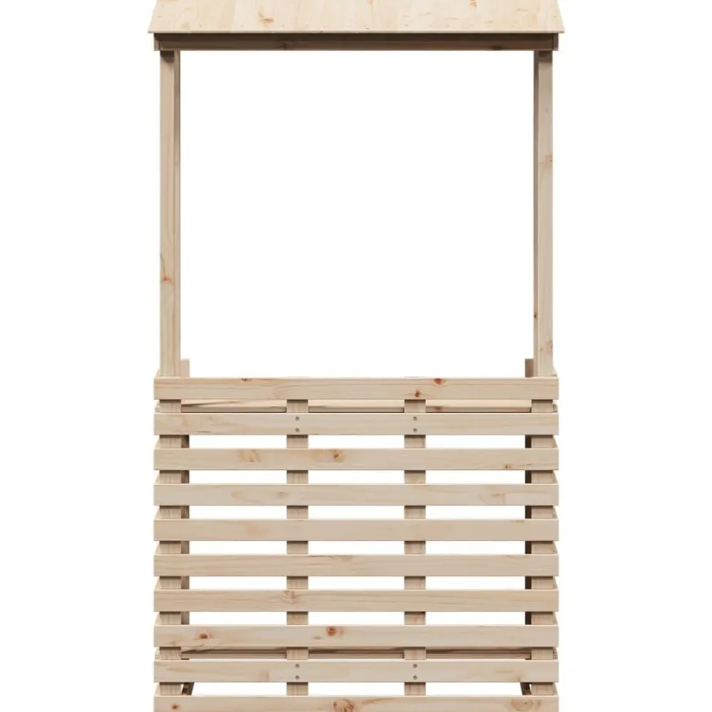 vidaXL Muebles De Jardín-Mesa de bar de jardín con techo madera maciza 112,5x57x195,5 cm