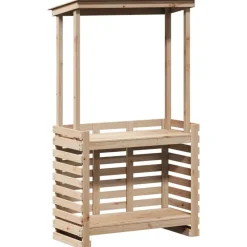 vidaXL Muebles De Jardín-Mesa de bar de jardín con techo madera maciza 112,5x57x195,5 cm