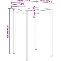 vidaXL Mesa de Bar 70 x 70 x 105 cm Madera de pino macizo Natural Discount