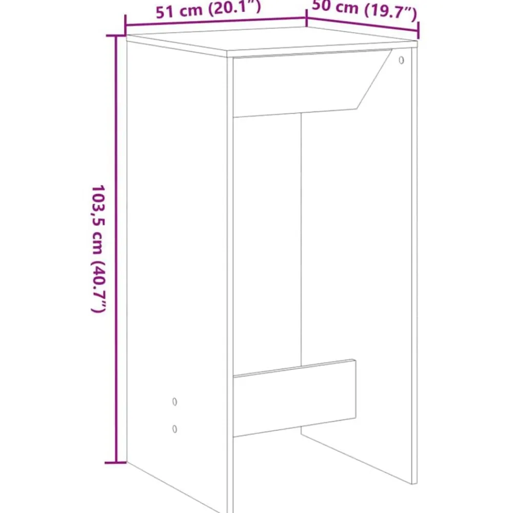 vidaXL Mesa de Bar 51 x 50 x 103,5 cm Madera de ingeniería Roble negro Sale