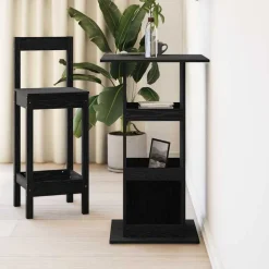 vidaXL Mesa de Bar 60 x 60 x 100 cm Madera contrachapada Roble negro New
