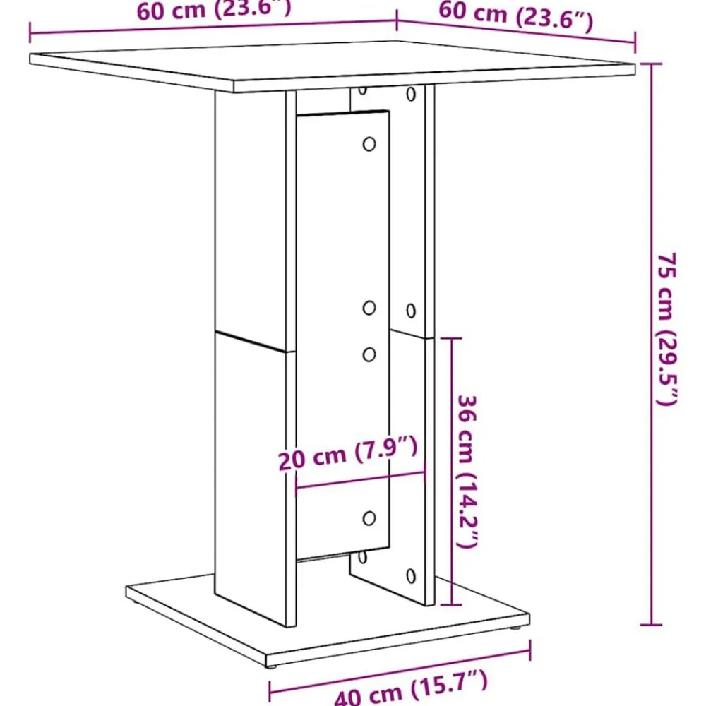 vidaXL Mesas-Mesa de bistró madera de ingeniería 60x60x75 cm
